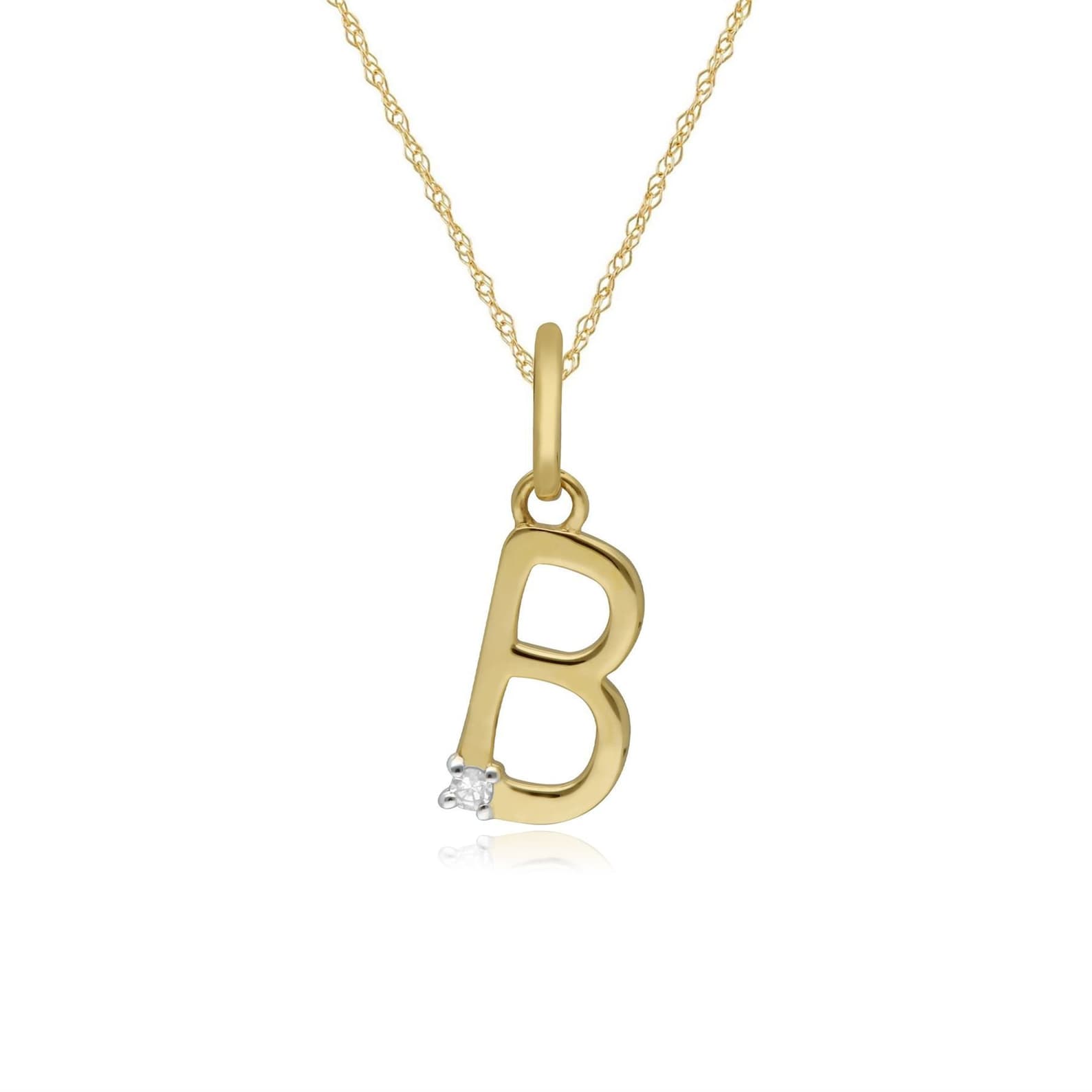 Initial B Diamond Letter Necklace in 9ct Yellow Gold Etsy