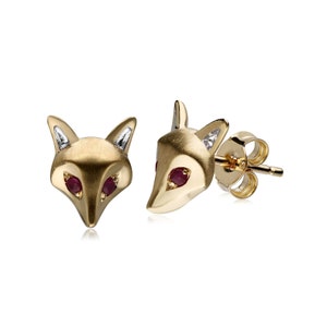 Ruby Fox Earrings In 9ct Brushed Yellow Gold image 1