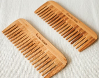 2 Pack Eco Friendly Bamboo Detangling Handmade Wooden Hair Combs Brush No static - Natural Bamboo Wide Tooth Comb Zero Waste Biodegradable