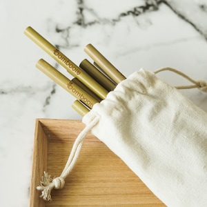 Reusable Bamboo Straws Set: Eco-Friendly Travel Drinkware with Brush