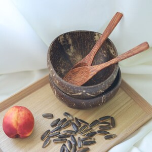 Handmade Natural Coconut Bowls and Spoons: Eco-Friendly Vegan Gift