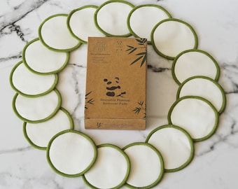 Organic Bamboo Cotton Makeup Remover Pads: Reusable Facial Cleansing Wipes - 16 Pack