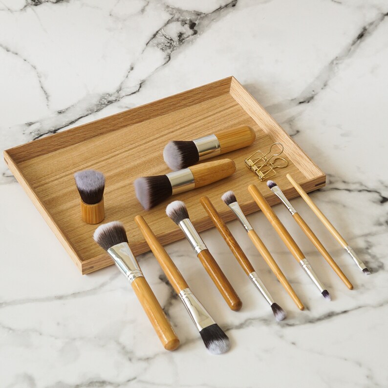 Bamboo Makeup Brush Set Sustainable Ecofriendly 11 Piece Etsy