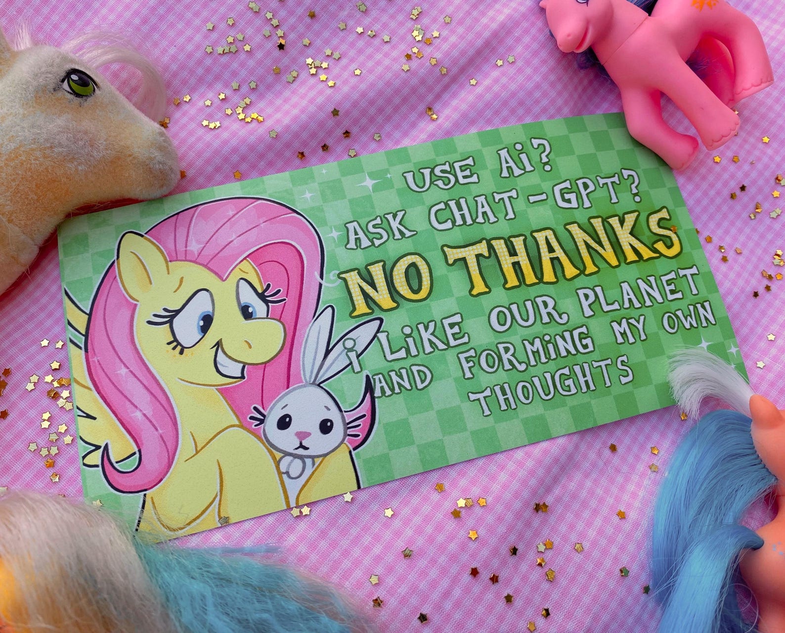 Anti-ai Fluttershy Waterproof Bumper Sticker My Little Pony Inspired ...
