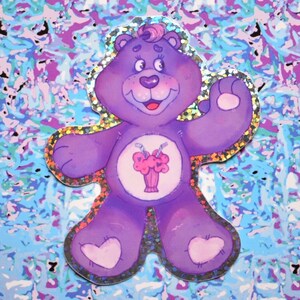 Adesivo de urso roxo para compartilhar / Decalque de vinil inspirado em fãs dos anos 80
