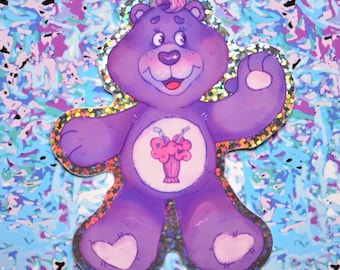 Purple Sharing Bear Sticker / Vintage 80s Fan Inspired Vinyl Decal