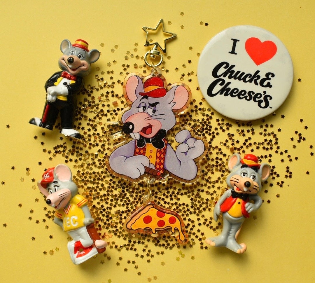 PIZZA RAT - Chuck E. Cheese Inspired Dangle Glitter Keychain - Etsy