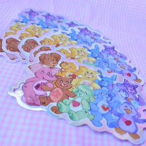Nostalgic Bear Cousins Holographic Vinyl Sticker 80s Inspired Decal