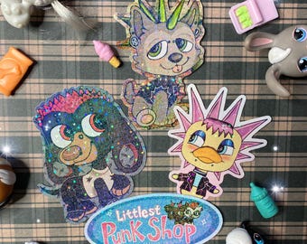 Littlest Punk Shop Holographic Vinyl Sticker 4 Pack LPS Pet Inspired Decal