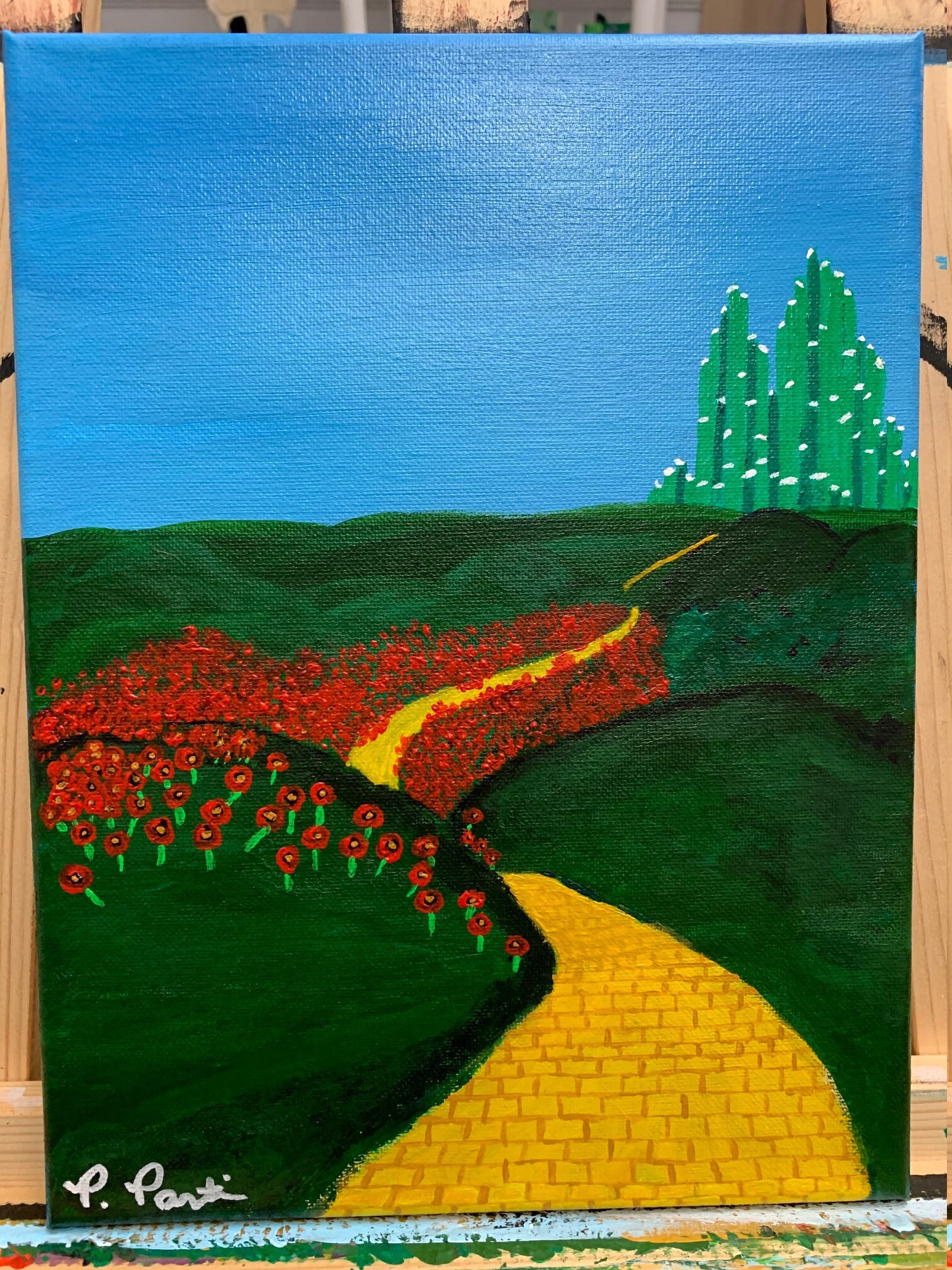 Follow the yellow brick road 9x12 original acrylic painting Etsy