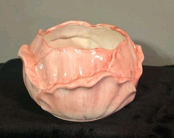 Vintage 1995 The Bombay Company Pink Blossom Cabbage Blumenvase 4 '' X 6 ''