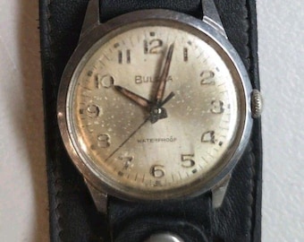 1966 Bulova Arabic Numerals Stainless Steel Case Watch WORKS