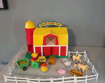 Vintage Sesame Street Farm Barn With Accessories Mixed Lot By Illco Fisher Price