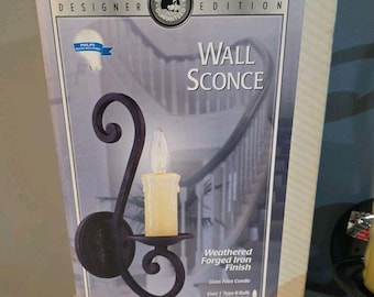 Vintage 2004 Hampton Bay Forged Iron Faux Candle Wall Sconce Set Of 2