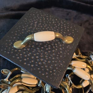 Vintage 3” Brass And White Ceramic Drawer Pull Door Handle - Multiple Available