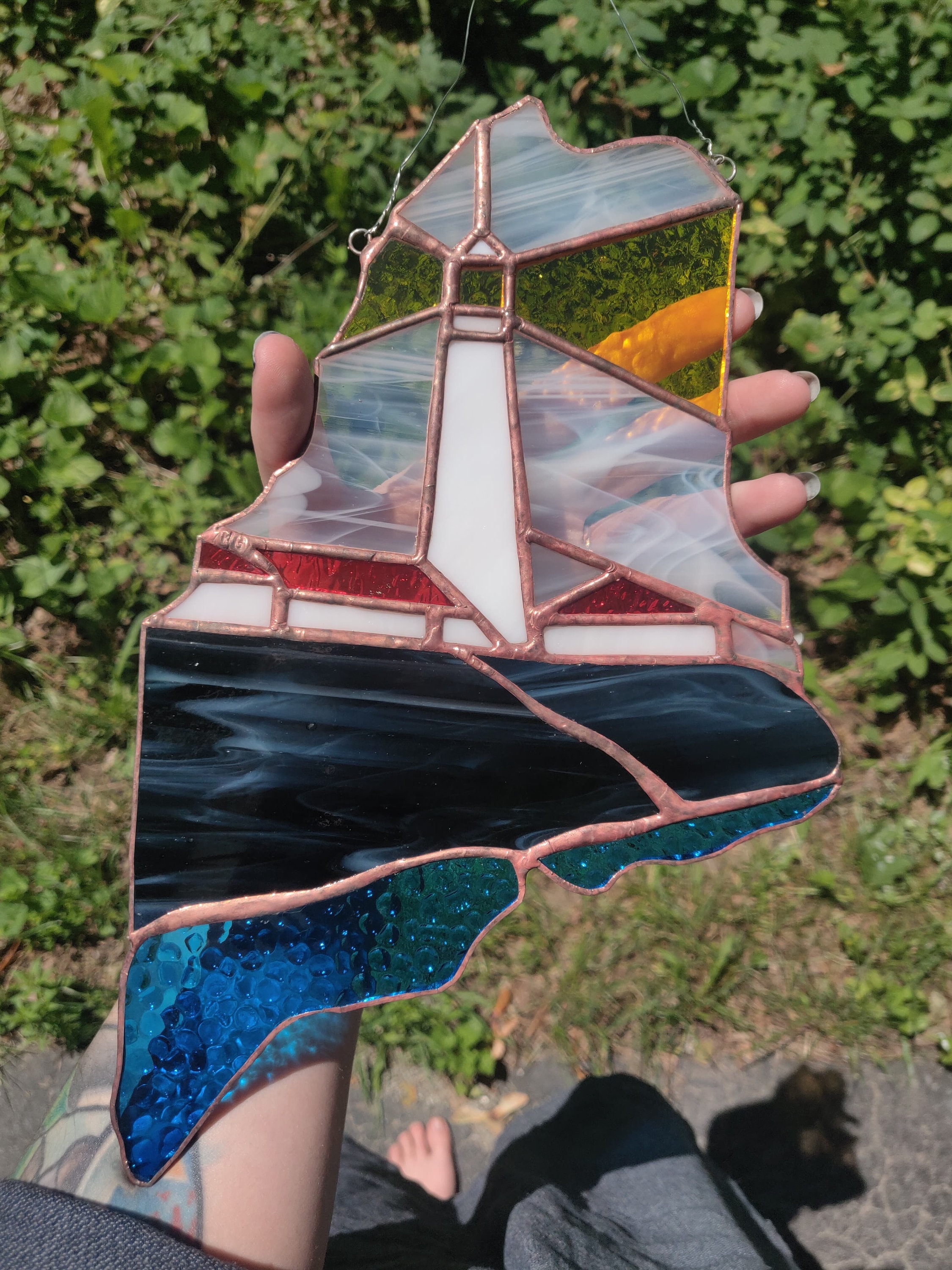 Maine Lighthouse Stained Glass Window Hanging Etsy