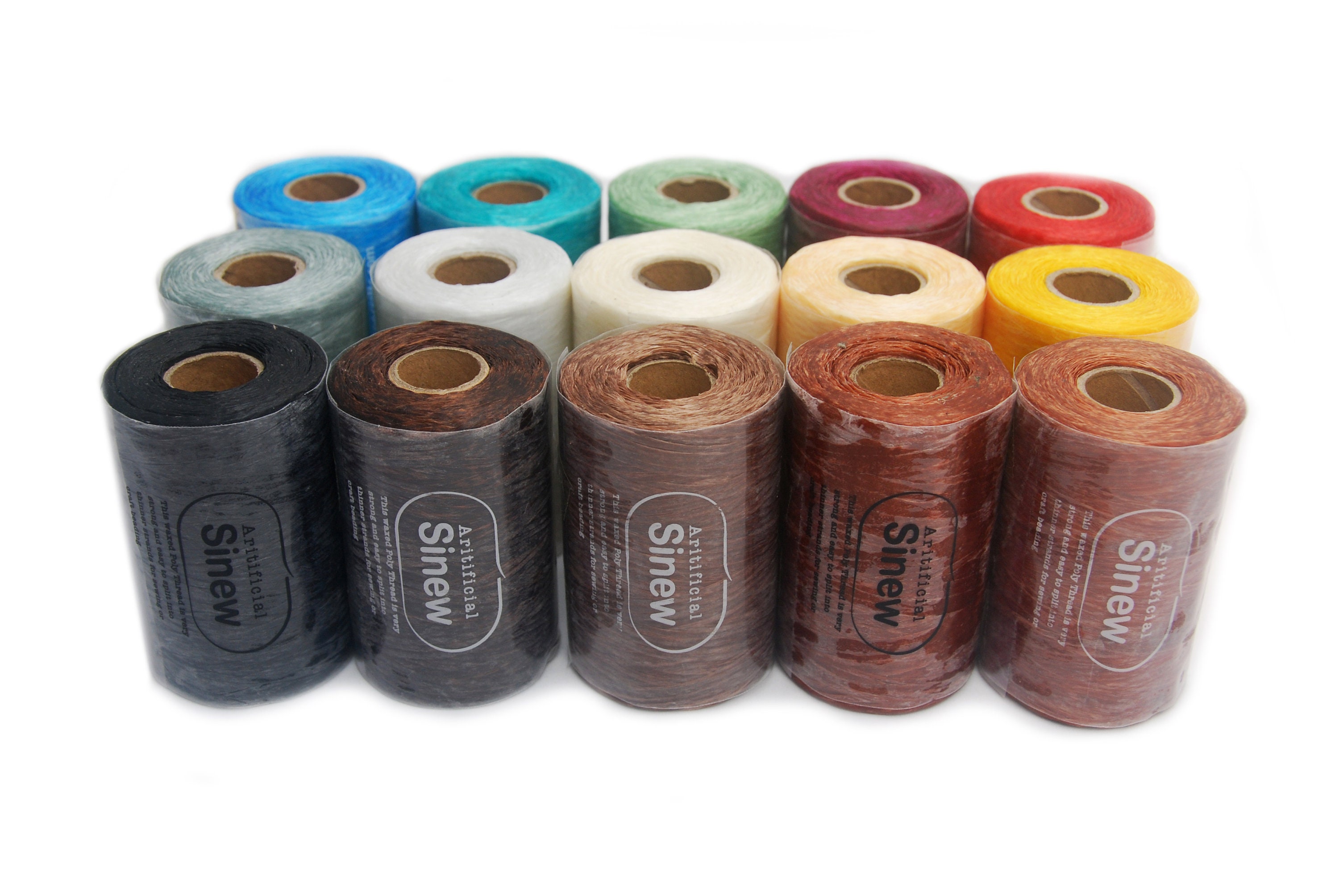 700 Feet Artificial Sinew Thread 3mm Flat Wound, Waxed Polyester