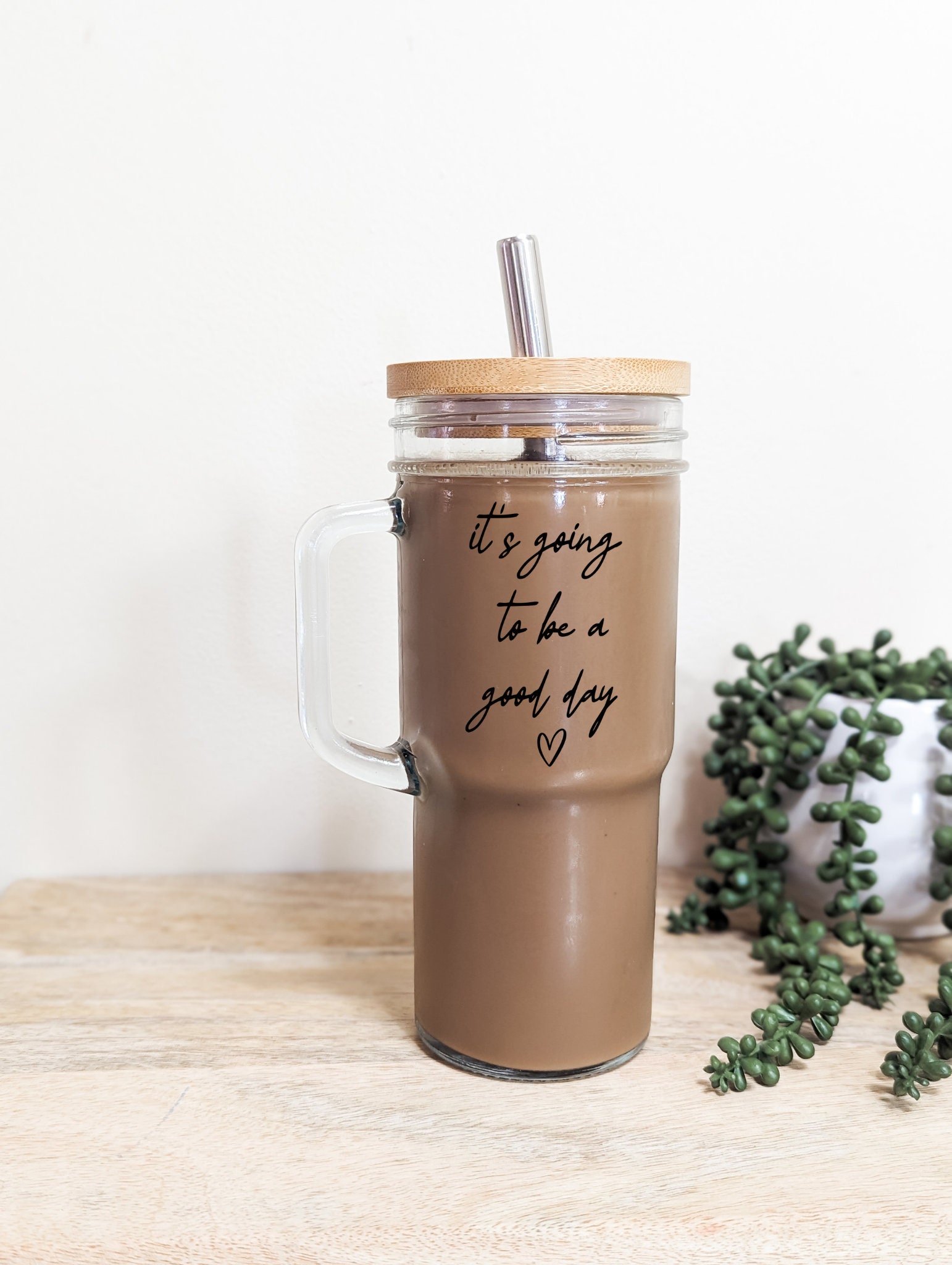 Jvmawa Glass Iced Coffee Cups,Glass Tumbler With Drinking Straw and Lid and  PU Leather Sleeve,Cute T…See more Jvmawa Glass Iced Coffee Cups,Glass