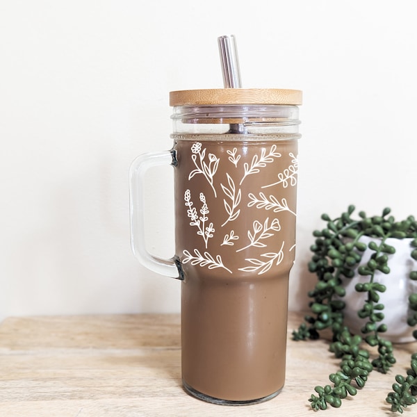 Glass Tumbler With Handle Etsy