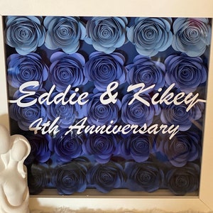 Personalized Floral Shadow Box, Paper Flower Rose Shadow box. paper rose frame gift for her, birthday, Graduation gift, Gift for Bridesmaid