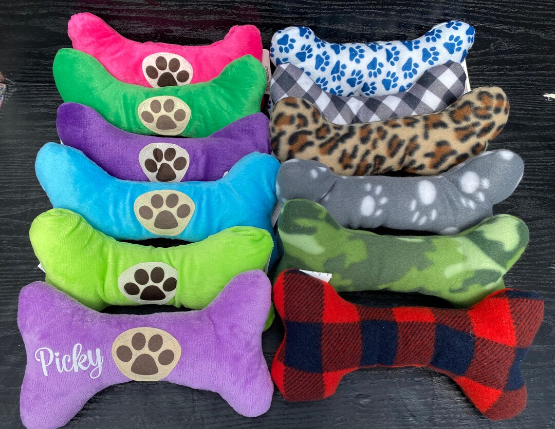 Personalized Dog Toy With Squeaker, Custom Plush Dog Bones With