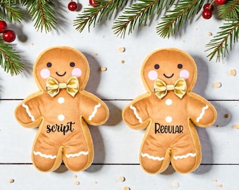 Personalized Gingerbread Man Dog Toy • Custom Name Christmas Pet Gift • Squeaky Crinkle Plush Toy for Dogs • pet Stocking Stuffer