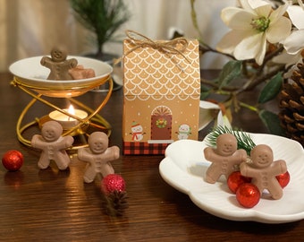 Set of 8 Mini Gingerbread men Wax Melts | ready to gift in cute gingerbread box | for Wax Warmer Highly Scented Holiday Wax Melts | soy wax