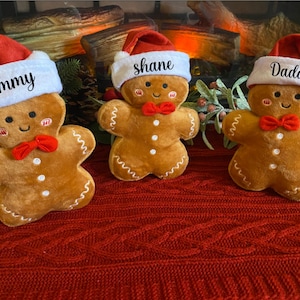 Personalized Gingerbread plush toy, stocking stuffer cute family Gingerbread man with name, Add a Personal Touch to Your Holiday Decor