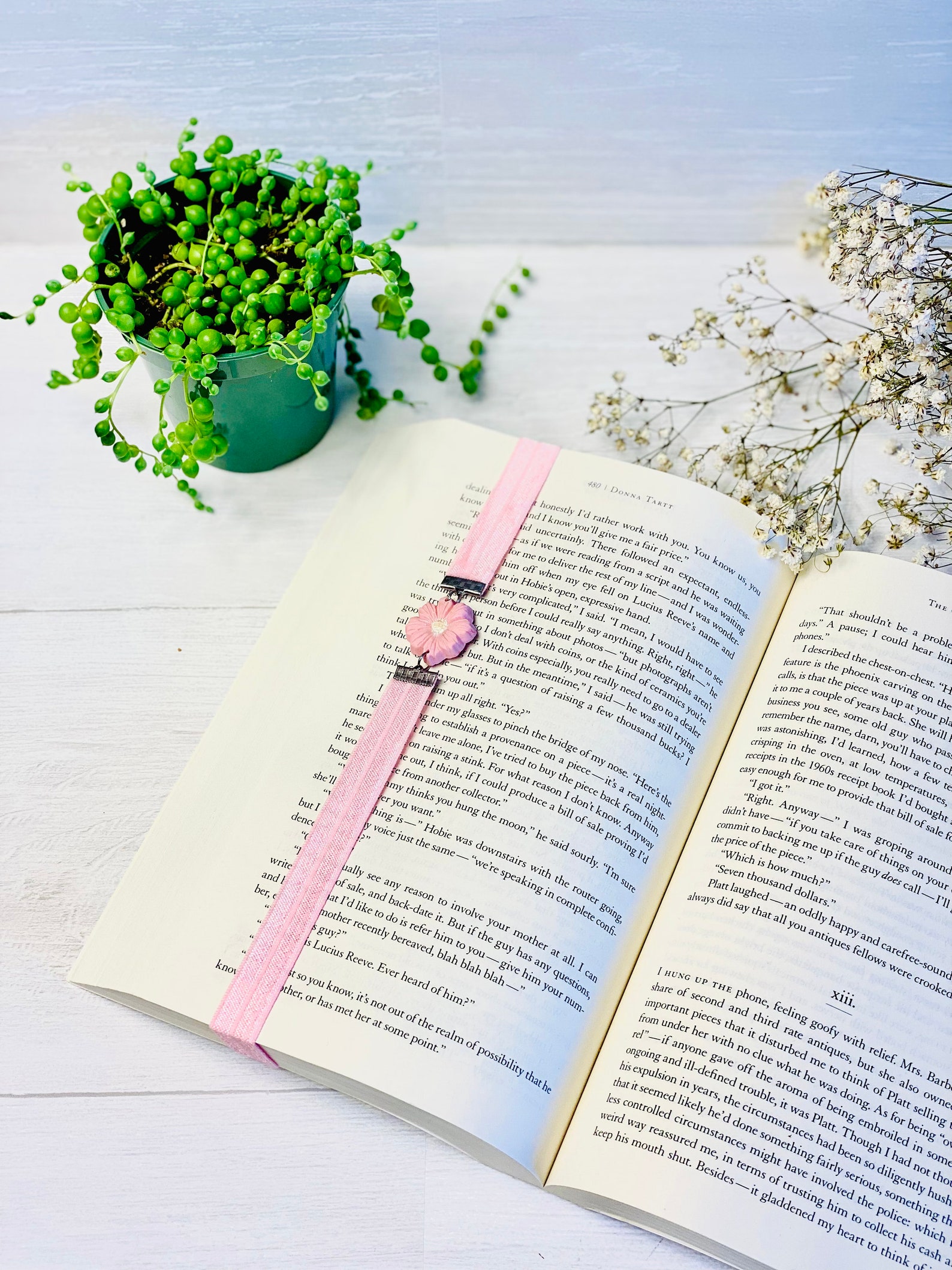 Pink Flower Ribbon Bookmark for Teachers Booklovers Clay Etsy