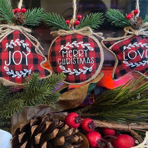 Buffalo plaid ornament, personalized Christmas ornaments, farmhouse style Christmas decoration, Christmas 2023