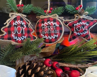 Buffalo plaid ornament, personalized Christmas ornaments, farmhouse style Christmas decoration, Christmas 2023