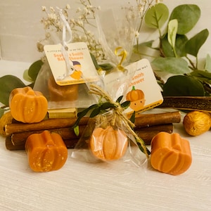 Set of 10 mini pumpkin soaps for fall themed baby, bridal shower favor. personalized handmade pumpkin soap party gift, Thanksgiving favor