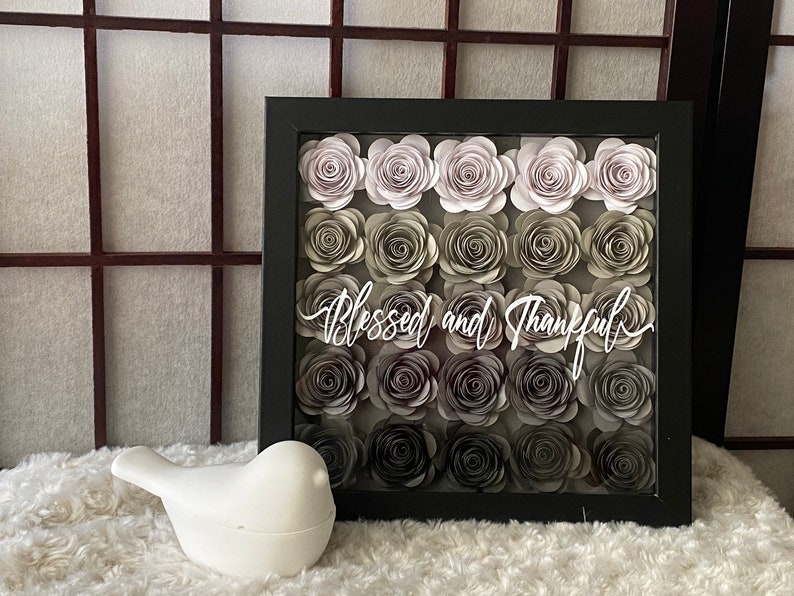 Personalized Paper Flower Initial With Name Shadow Box. Paper Rose ...