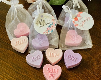 Set of 10 Heart Soaps, Personalized wedding shower favor,  Birthday, bridal and baby shower Favor, Classmate valentine's gift