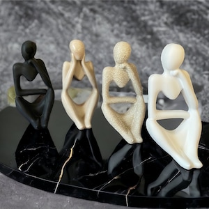 Abstract Thinker statue, Mini thinker nordic style , Set of 3 Handmade sculptures for Modern home office desktop decor, human torso figure