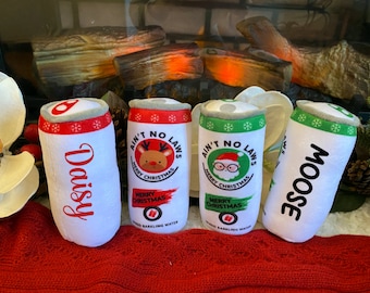 Personalized Barkling Water Can Dog Toy | Plush Squeaky Can with Custom Name | Christmas funny Dog gift | furry friend stocking stuffer