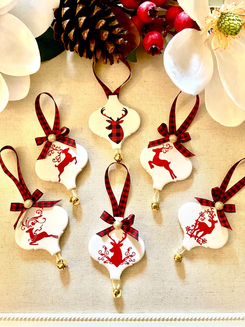 Tile ornament Christmas tile ornament Reindeer ornament Etsy