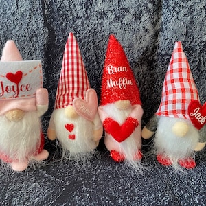 Personalized Valentines Gnome, pink, red gnome, customize valentine&#39;s day Plush Gnome