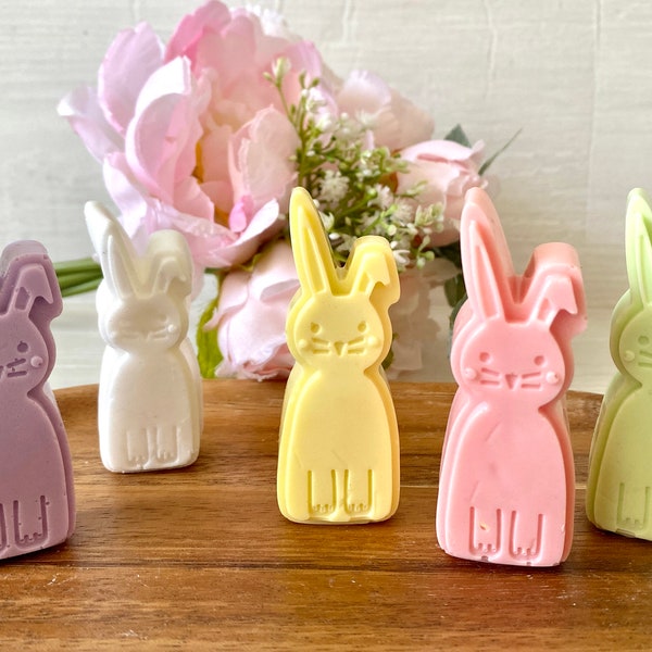 Set of 5 bunny soaps, baby shower, birthday  Favor, Easter basket stuffer, lavender, lemon, peony, tuberose, cucumber melon handmade Soaps