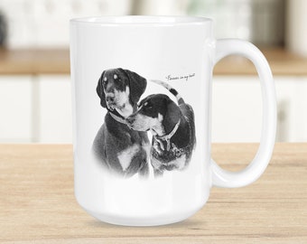 Pet Memorial Portrait Mug | Custom Hound Mom Gift | Hound Lovers Coffee Mug