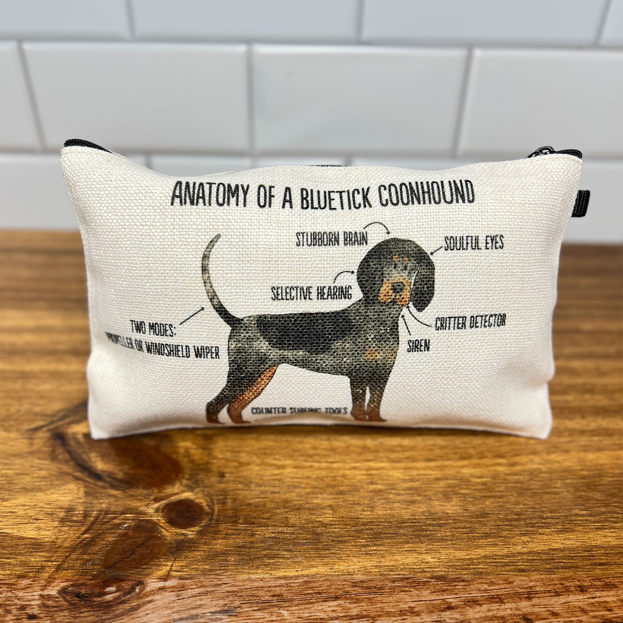The Anatomy of a Coonhound Zipper Pouch Coonhound Mom Gift Black and
