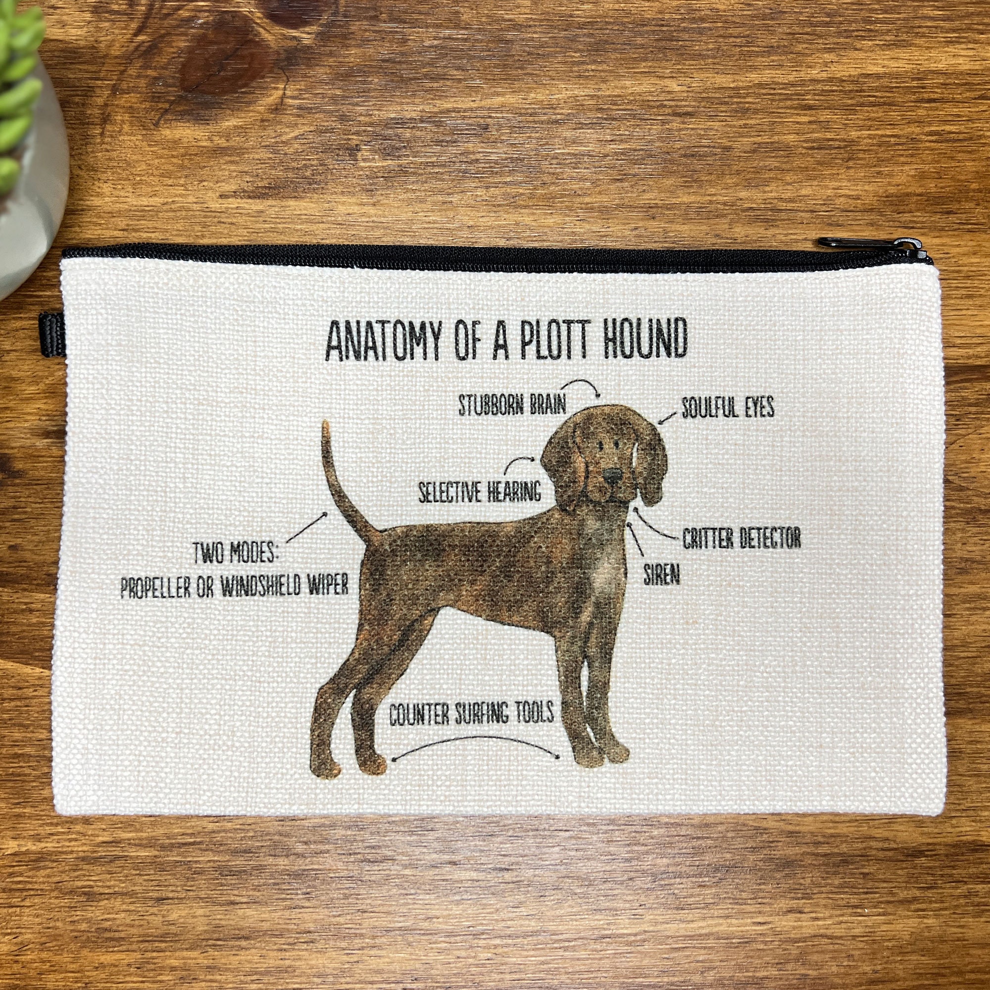 The Anatomy of a Coonhound Zipper Pouch Coonhound Mom Gift Black and