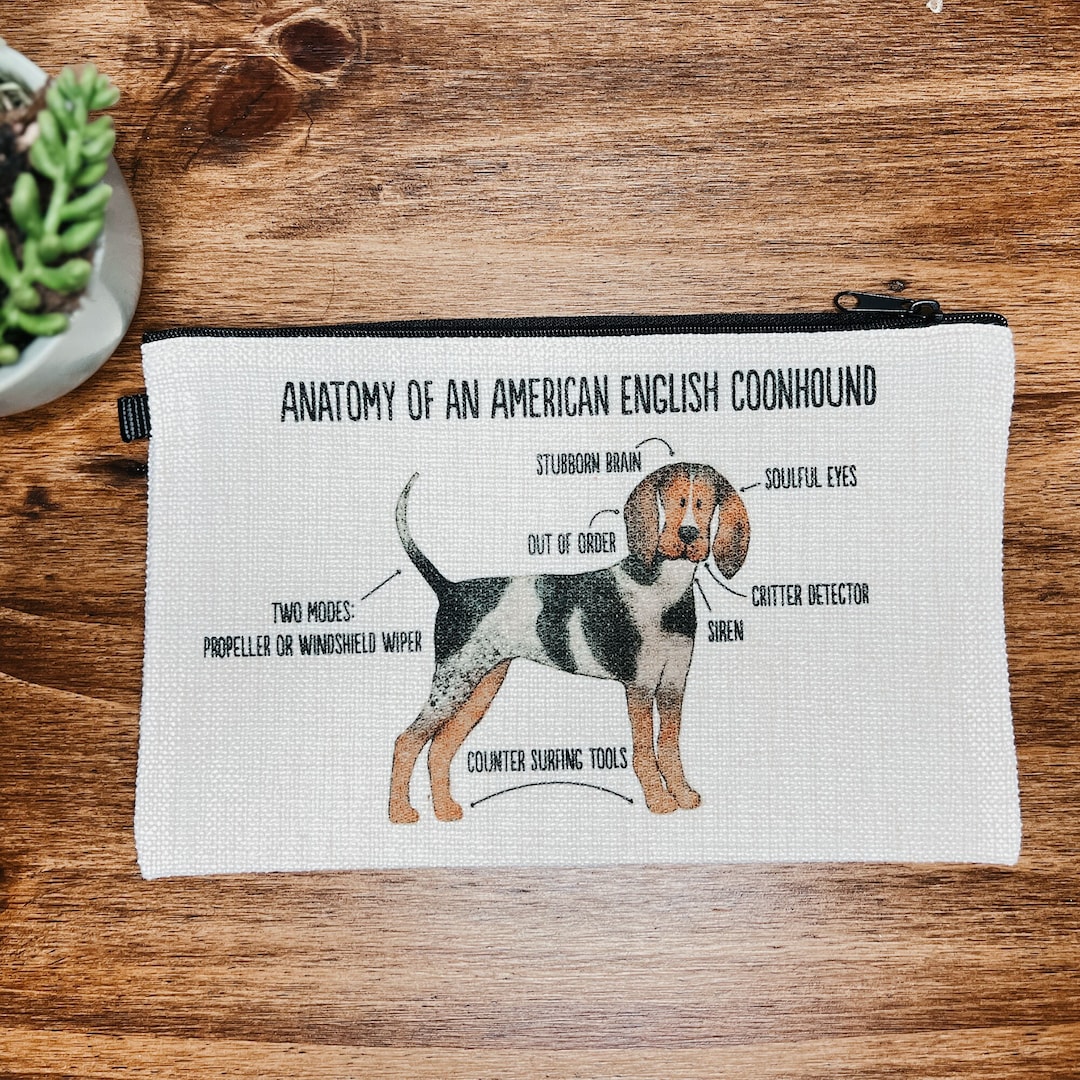 The Anatomy of a Coonhound Zipper Pouch Coonhound Mom Gift Etsy