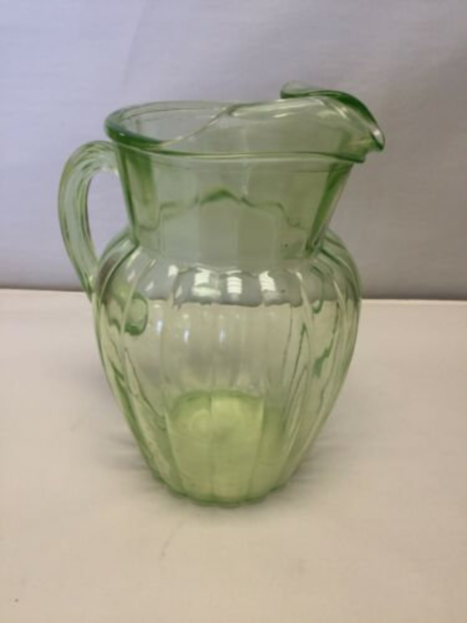 Vintage Vaseline Uranium Glass Pitcher TM Etsy