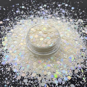 White Chunky Mix Glitter 20g Pot White Resin Glitter White Resin Glitter Craft Supplies Glitter Nail Art Chunky Glitter UK Glitter