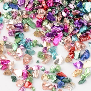 Multi Colour Crushed Glass Chips, Metallic Multi Colour Glass Chips Resin Crafting Supplies, Crushed Glass for Embellishment, Resin Craft