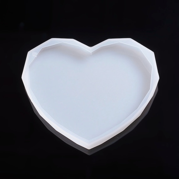 Silicone Mould - Faceted Heart Coaster, Resin Casting