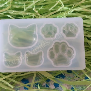 Cat Dog Mould Cat Head & Paw Silicone Mould, UV Resin mould, Epoxy Resin Casting Paw Earring Pendant Keyring Mold Jewellery Making UK Seller