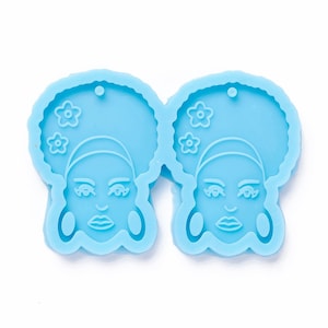 Moule tête de femme afro, Moule silicone tête de femme, Moule de boucle d'oreille africaine, Moule en résine de boucle d'oreille, Vendeur britannique, Moule à bijoux en résine époxy