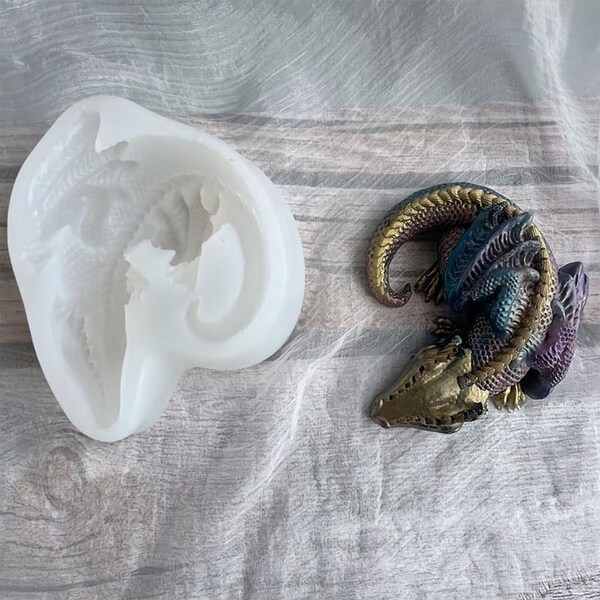Dragon Silicone Mold Dinosaur Mold Sleeping Dragon Silicone Mould Resin Mould Animal Mould Dinosaur Dragon Resin Mould UK Seller